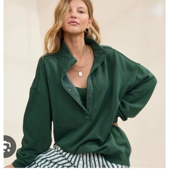 Aerie Tops - Aerie Oh Snap! Sweatshirt Oversized Lounge Rugged Green Plus XXL